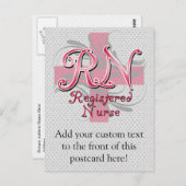 Carte Postale Infirmière diplômée, Tourbillons de croix rose (Devant / Derrière)