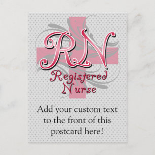 Carte Postale Infirmière diplômée, Tourbillons de croix rose