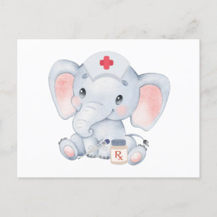 Carte Postale Infirmière éléphant mignonne