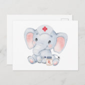 Carte Postale Infirmière éléphant mignonne (Devant / Derrière)