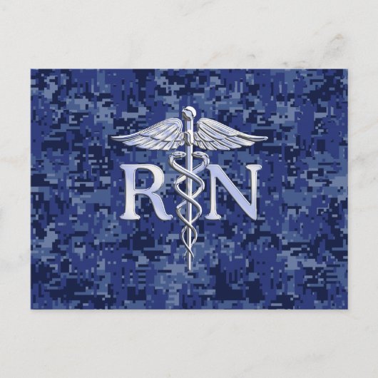 Carte Postale Infirmière inscrite RN Silver Caduceus sur Camo de (Devant)