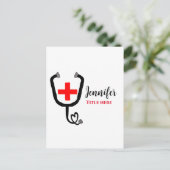 Carte Postale Infirmière médecin rouge plus stéthoscope ajouter  (Debout devant)