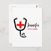 Carte Postale Infirmière médecin rouge plus stéthoscope ajouter  (Devant / Derrière)