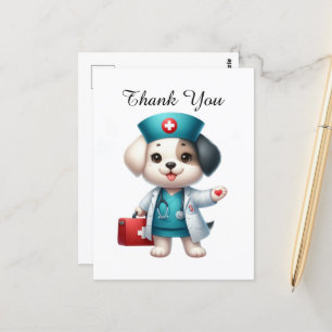 Carte Postale Infirmière mignonne merci chien