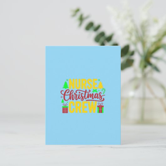 Carte Postale Infirmière Noël Crew Art numérique Design (Debout devant)