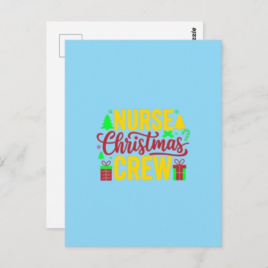 Carte Postale Infirmière Noël Crew Art numérique Design (Devant / Derrière)