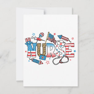 Carte Postale Infirmière patriotique du 4 juillet