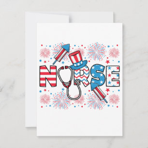 Carte Postale Infirmière patriotique du 4 juillet