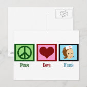 Carte Postale Infirmière Peace Love (Devant / Derrière)