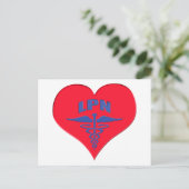 Carte Postale Infirmière pratique autorisée LPN Caduceus Heart (Debout devant)