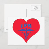 Carte Postale Infirmière pratique autorisée LPN Caduceus Heart (Devant / Derrière)