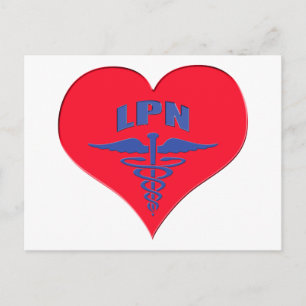 Carte Postale Infirmière pratique autorisée LPN Caduceus Heart