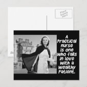 CARTE POSTALE INFIRMIÈRE PRATIQUE RÉTRO - HUMOUR - LPN (Devant / Derrière)