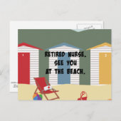 Carte Postale Infirmière retraitée. À la plage. (Devant / Derrière)