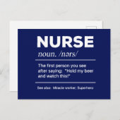 Carte Postale Infirmière Sarcastique Définition : Tenir ma bière (Devant / Derrière)