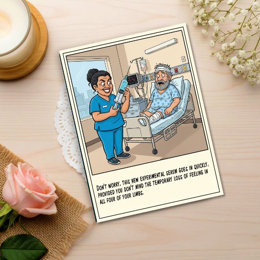 Carte Postale Infirmière sinistre prépare une injection pour un