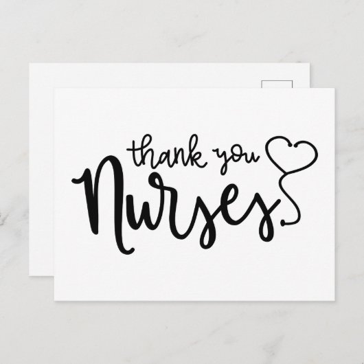 Carte Postale Infirmières Mercis | Script fantaisie (Devant / Derrière)