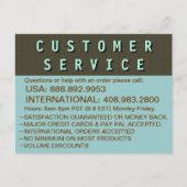 Carte Postale Information de contact du service client (Devant)