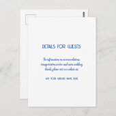 Carte Postale Informations de mariage Invités Bleu Blanc 2024 (Devant / Derrière)