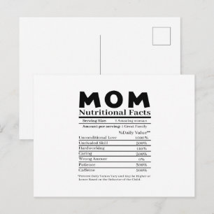 Carte Postale Informations nutritionnelles de Maman