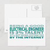 Carte Postale Ingénieur électrique 3% Talent (Devant / Derrière)