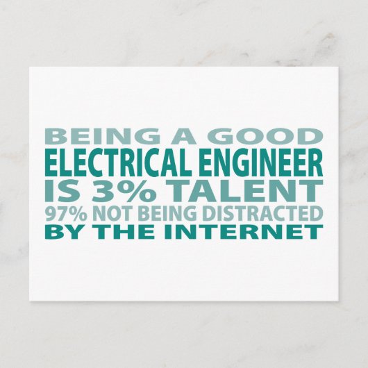 Carte Postale Ingénieur électrique 3% Talent (Devant)