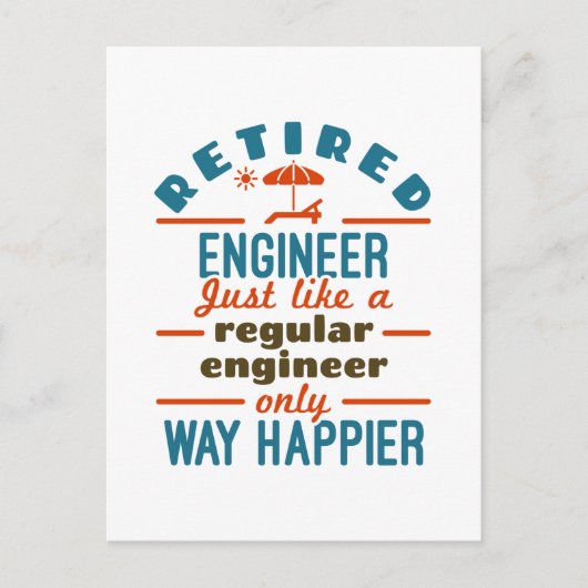 Carte Postale Ingénieur retraité Génie plus heureux Retraite (Devant)