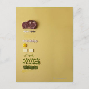Carte Postale Ingrédients pour tartare de steak sur jaune