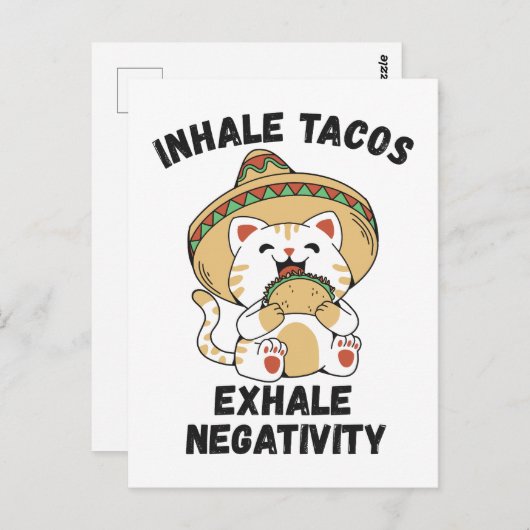 Carte Postale Inhale tacos exhale négativité (Devant / Derrière)
