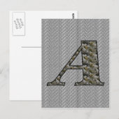 Carte Postale Initiale de monogramme A Fleurs d'hortensia (Devant / Derrière)