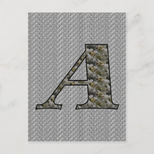 Carte Postale Initiale de monogramme A Fleurs d'hortensia