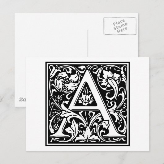 Carte Postale Initiale décorative "A" de lettre (Devant / Derrière)