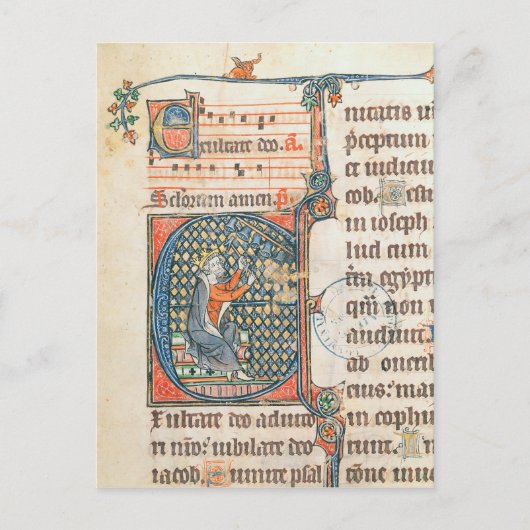 Carte Postale Initiale historiée représentant le roi David en jo (Devant)