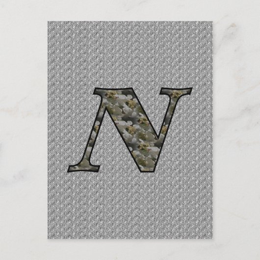 Carte postale initiale monogramme N Hydrangea Flor (Devant)
