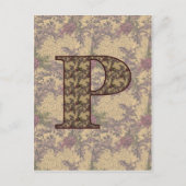 Carte postale initiale P élégante florale monogram (Devant)