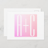 Carte Postale Initiales de couple | Gradation rose subtile (Devant / Derrière)