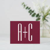 Carte Postale Initiales de couples simples | Blanc et bordeaux (Debout devant)