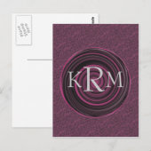 Carte Postale Initiales de monogramme tourbillons prune personna (Devant / Derrière)