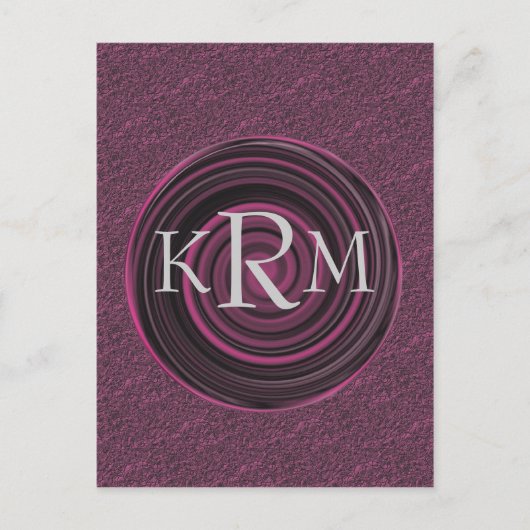 Carte Postale Initiales de monogramme tourbillons prune personna (Devant)