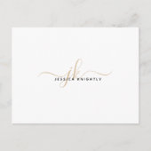 Carte Postale Initiales de script Monogramme Or Moderne Minimali (Devant)