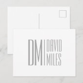 Carte Postale Initiales et logo de nom gris minimal et moderne é (Devant / Derrière)