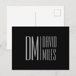 Carte Postale Initiales et logo de nom gris minimal et moderne é
