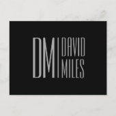 Carte Postale Initiales et logo de nom gris minimal et moderne é (Devant)