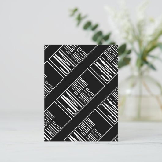 Carte Postale Initiales modernes avec nom Monogram Motif (Debout devant)