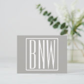 Carte Postale Initiales Monogramme | Blanc Sur Gris Clair (Debout devant)