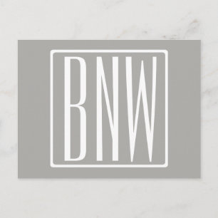 Carte Postale Initiales Monogramme Blanc Sur Gris Clair