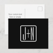 Carte Postale Initiales Monogrammées Modernes | Noir & Blanc (Devant / Derrière)
