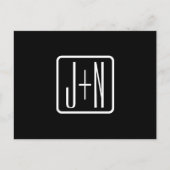 Carte Postale Initiales Monogrammées Modernes | Noir & Blanc (Devant)
