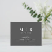 Carte Postale Initiales simples Laver Gris Mariage Enregistrer l (Debout devant)
