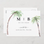 Carte Postale Initiales simples Mariage tropical Enregistrer la  (Devant / Derrière)